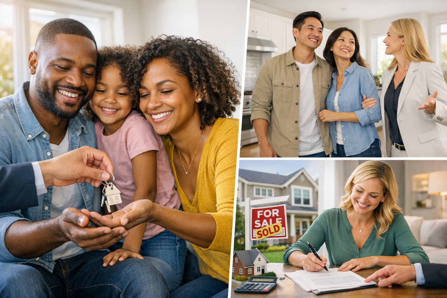 Diverse individuals and families at various stages of buying a home in Tampa