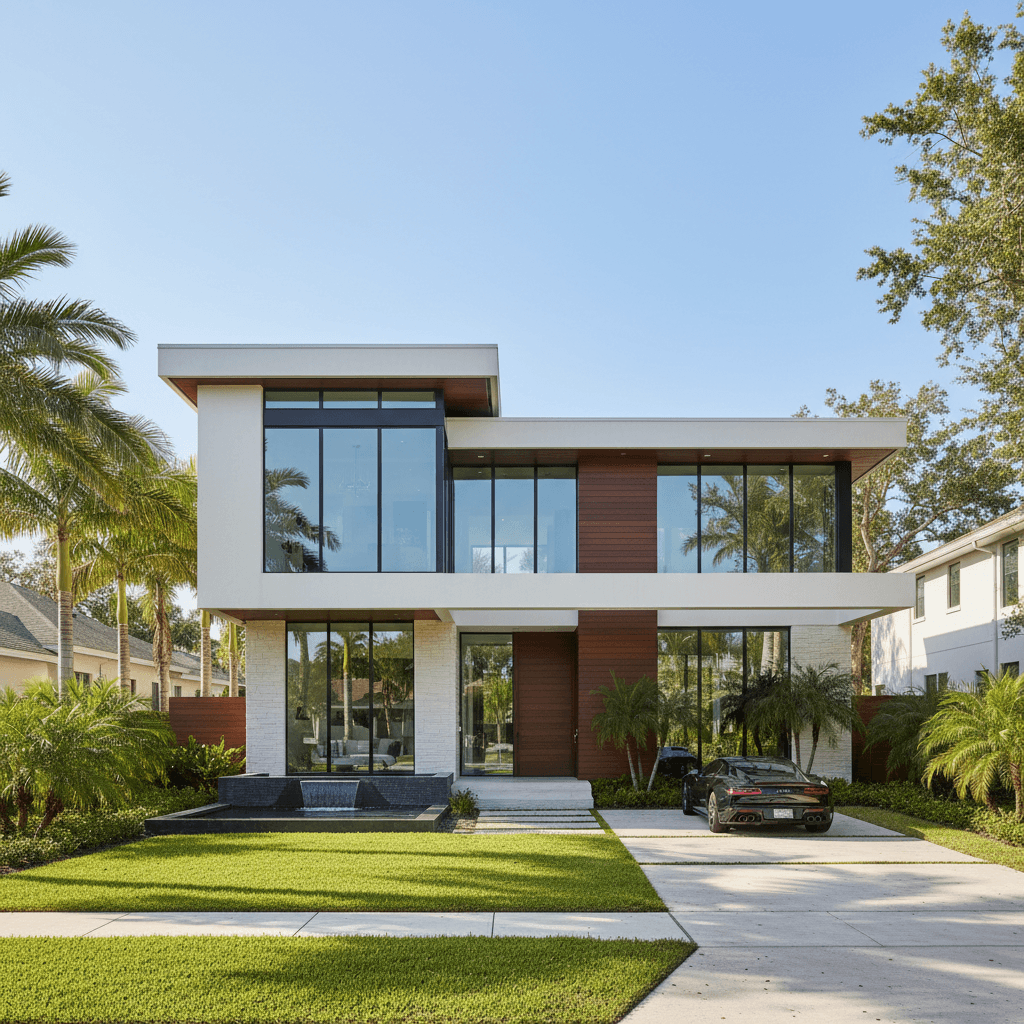 Modern luxury home with large windows and elegant design in Tampa, Florida