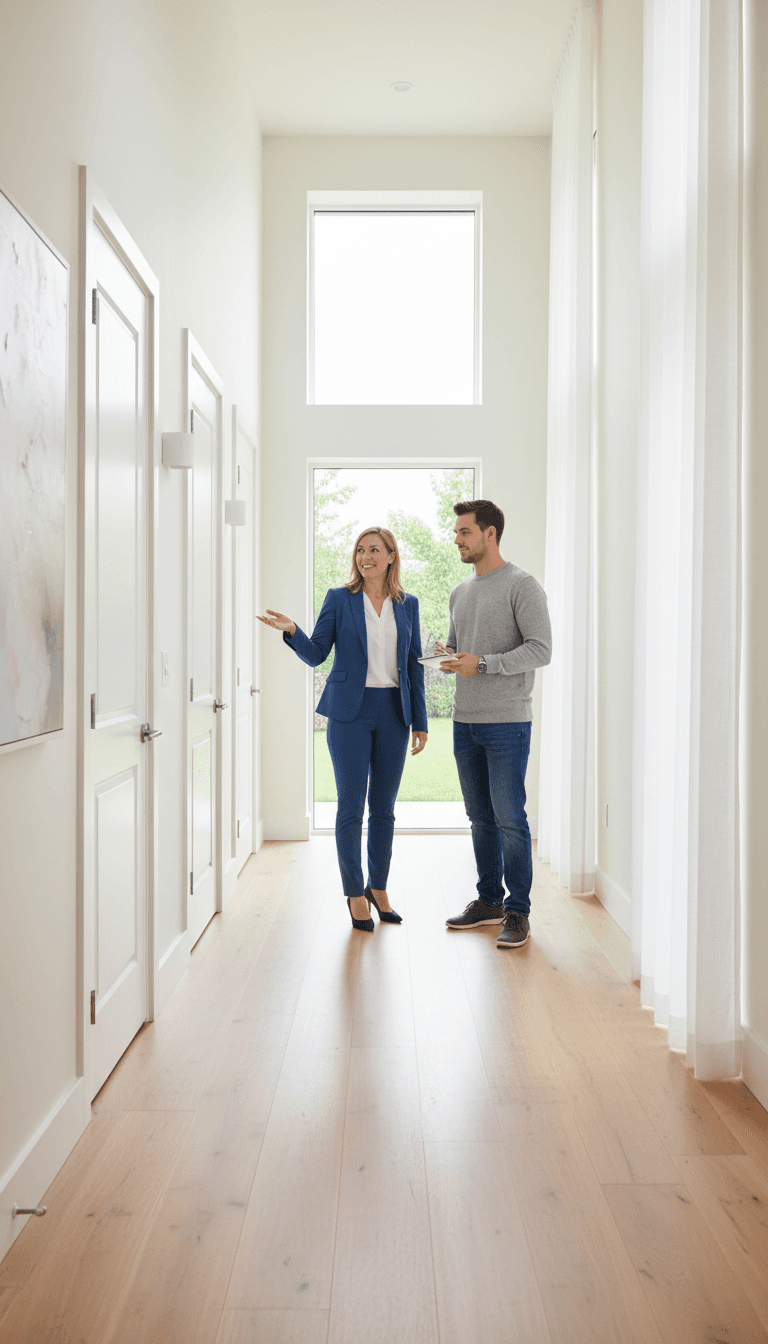 Real estate professional conducting property showing