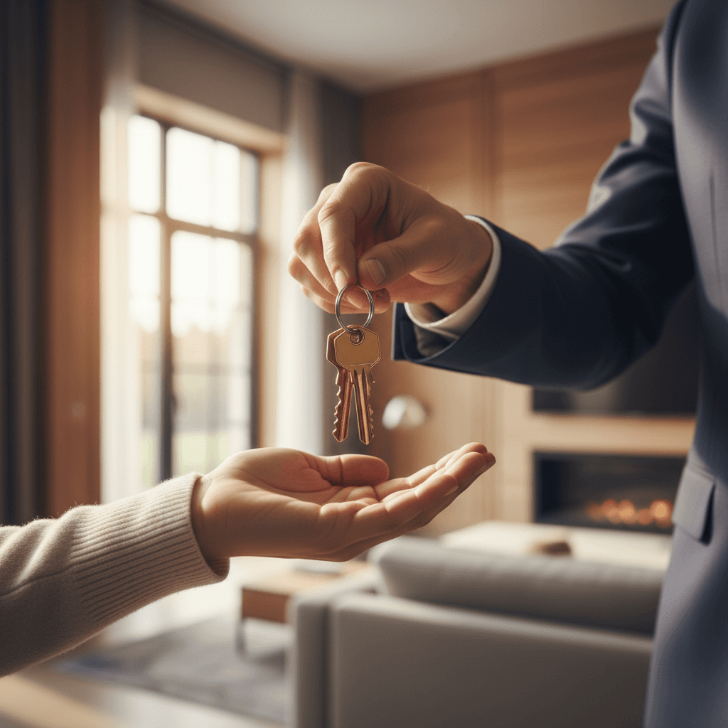 Buyers receiving keys at closing